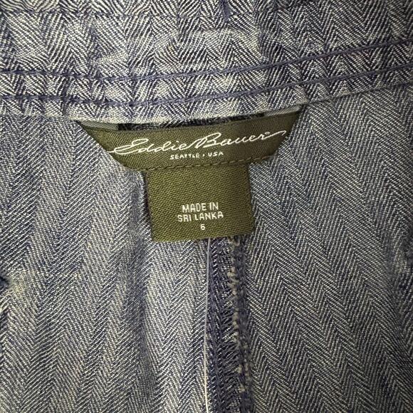 NWT Eddie Bauer Denim Boyfreind Short Women's Size 6 Indigo Tie Waist Bermuda - Picture 3 of 9